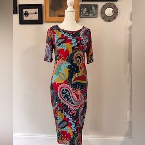 LuLaRoe Vibrant Paisley Midi Dress